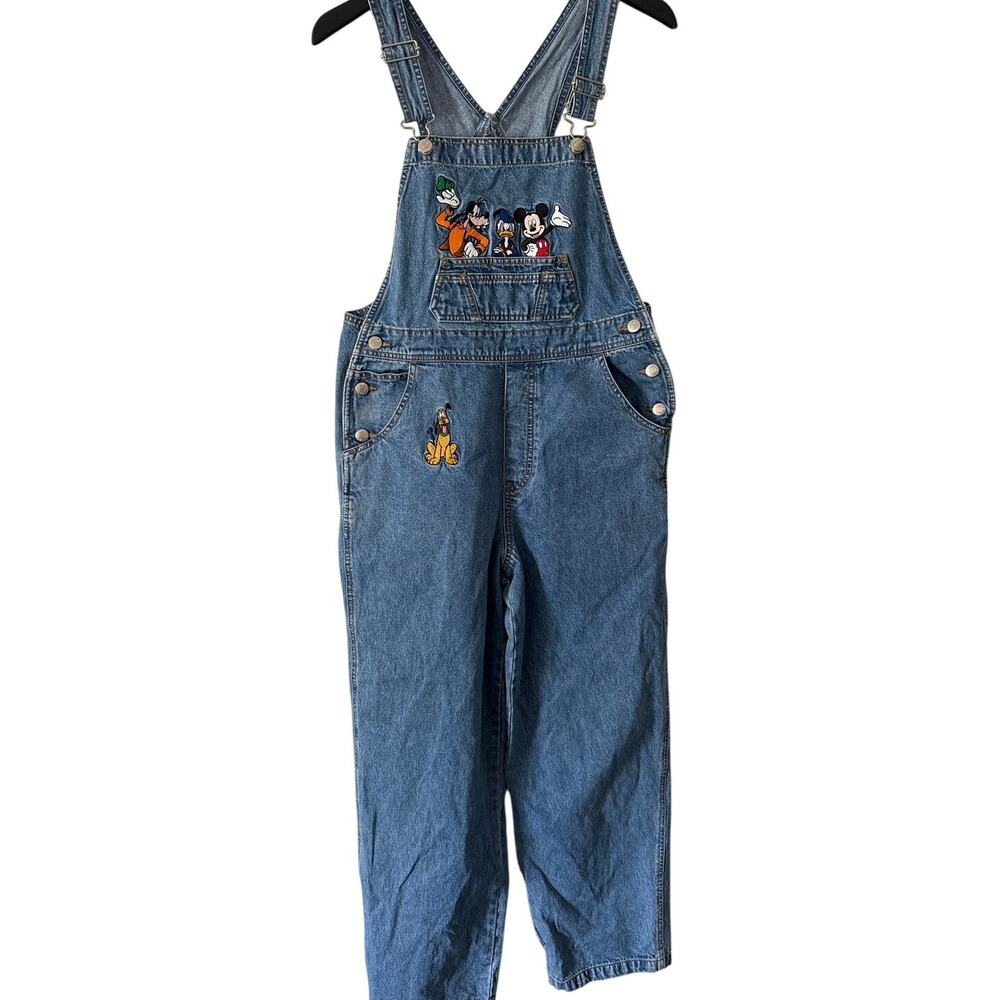 Disney Catalog Vintage Denim Micky Goofy Donald Pluto Denim Overalls Embroidery